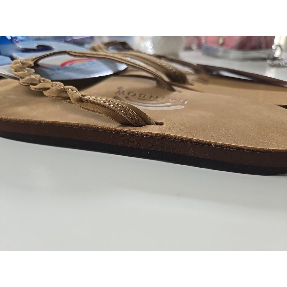 NWT Rainbow Flirty Braidy Flip Flops Sandals Sierra Brown Women's Med 6.5-7.5 - Picture 6 of 7